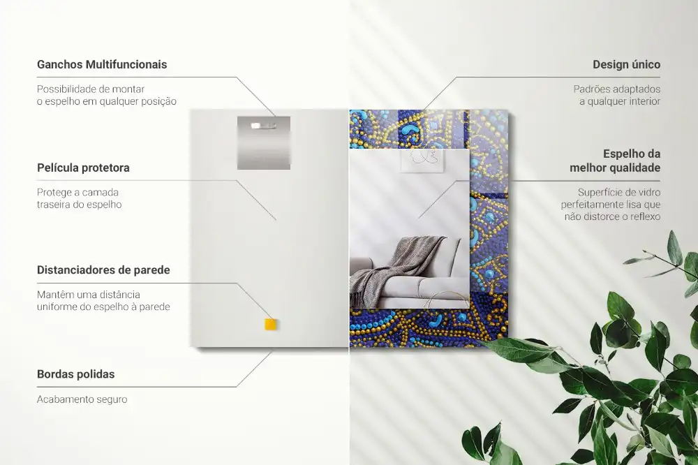 Rectangular mirror print Blue dotted mandala