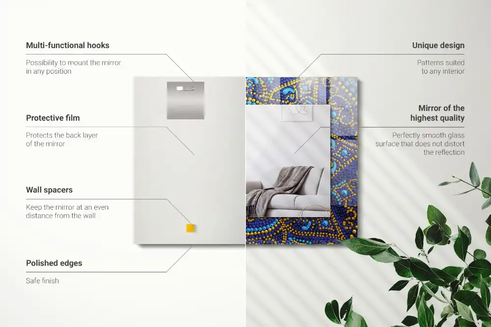 Rectangular mirror print Blue dotted mandala