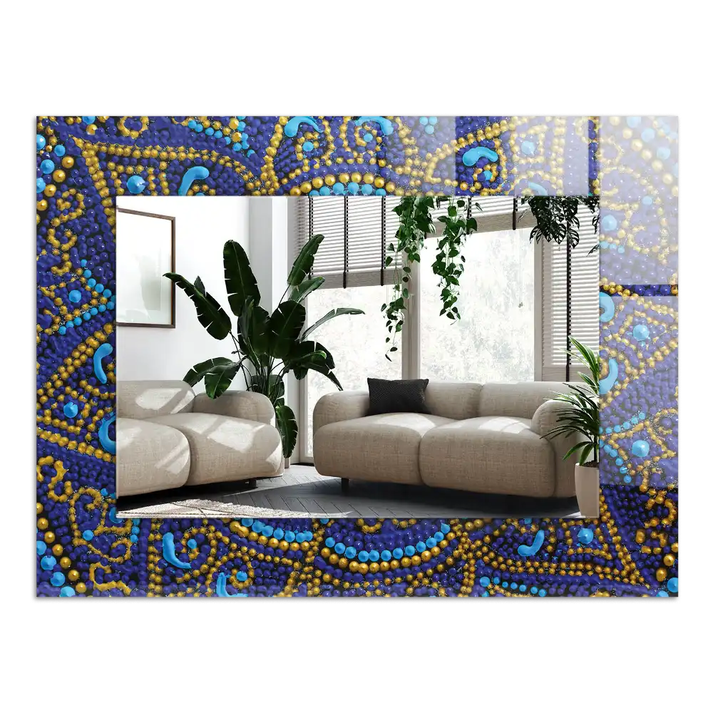 Rectangular mirror print Blue dotted mandala