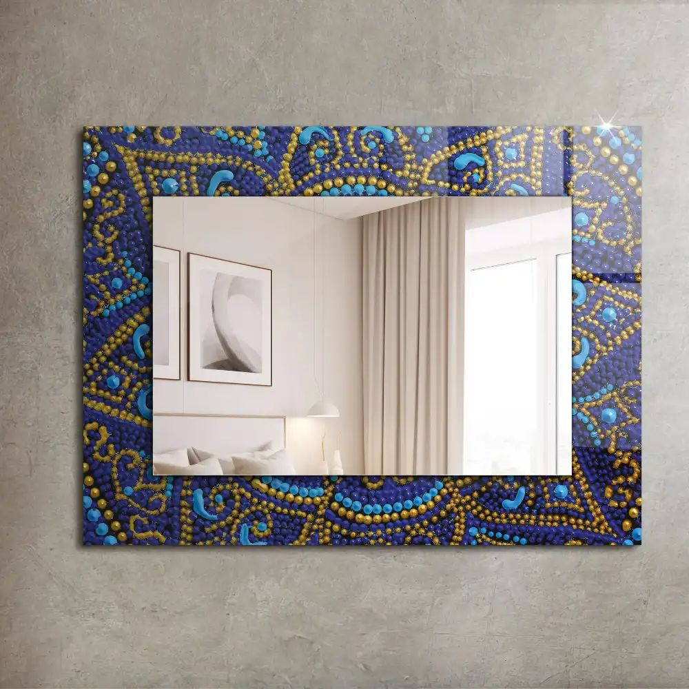 Rectangular mirror print Blue dotted mandala