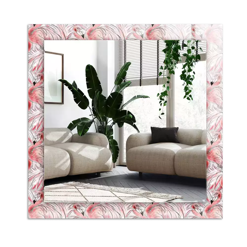 Rectangle decorative mirror Pink flamingos