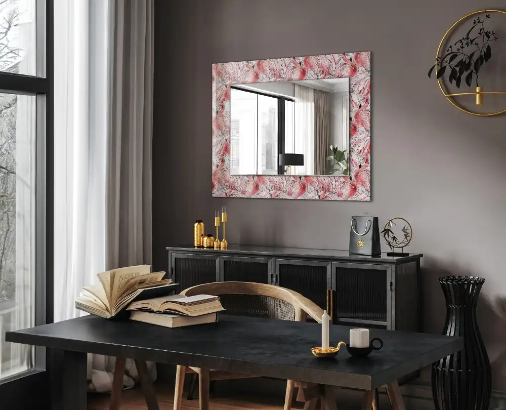 Rectangle decorative mirror Pink flamingos