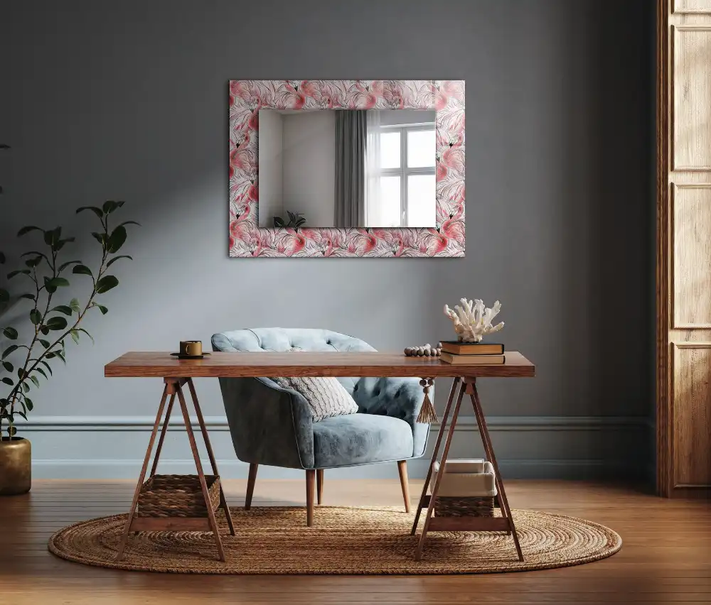 Rectangle decorative mirror Pink flamingos