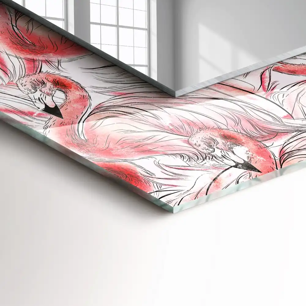 Rectangle decorative mirror Pink flamingos