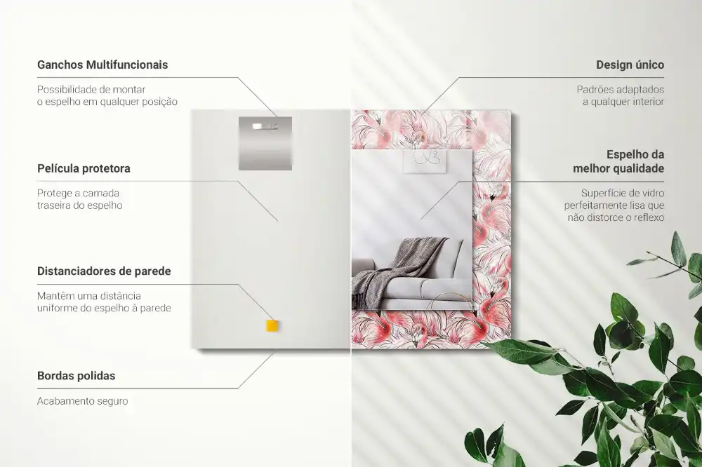 Rectangle decorative mirror Pink flamingos