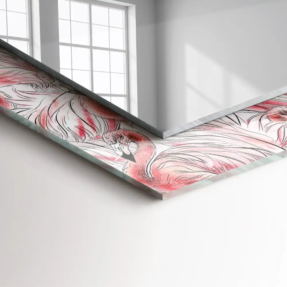 Rectangle decorative mirror Pink flamingos
