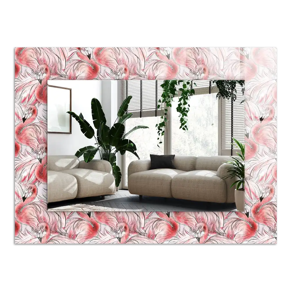 Rectangle decorative mirror Pink flamingos