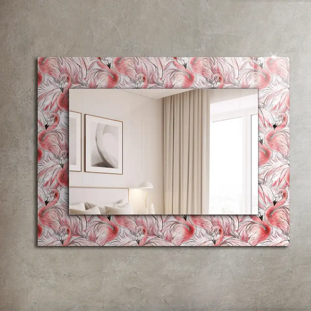 Rectangle decorative mirror Pink flamingos
