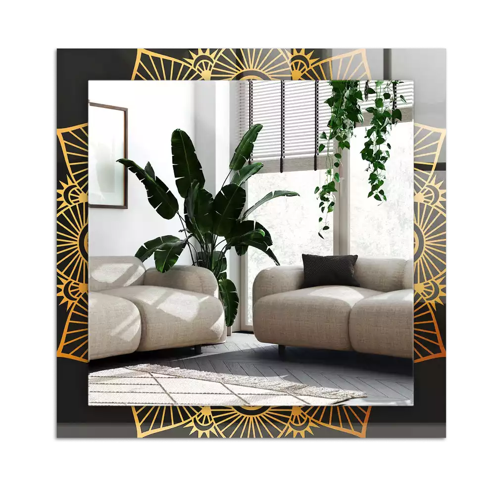 Rectangular wall mirror design mandala pattern