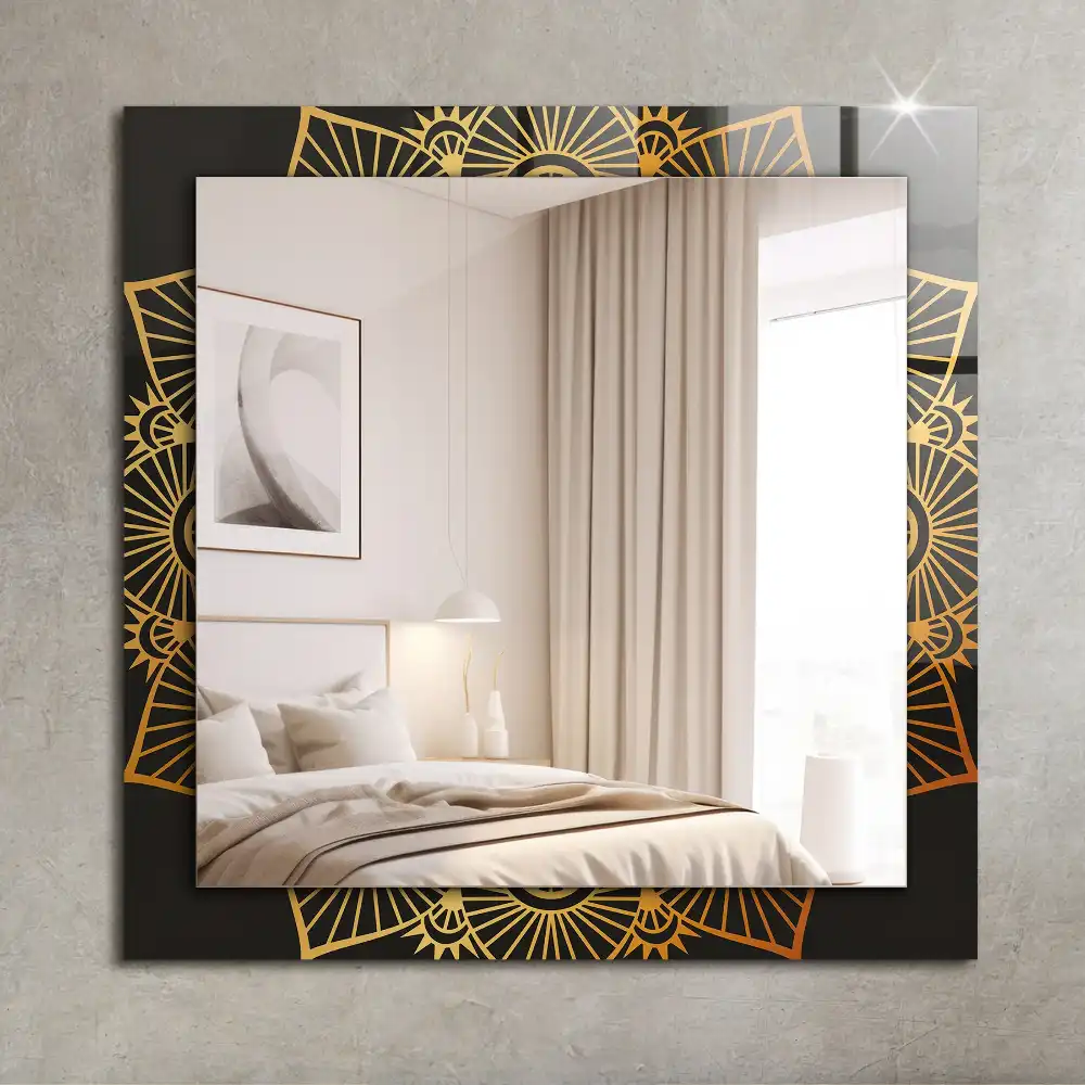 Rectangular wall mirror design mandala pattern