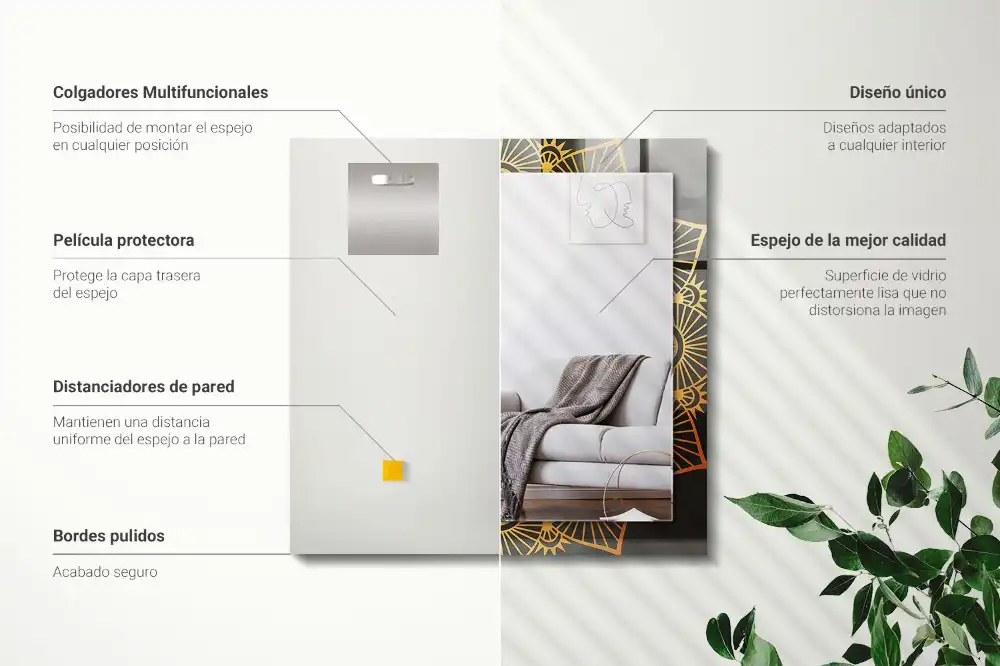 Rectangular wall mirror design mandala pattern