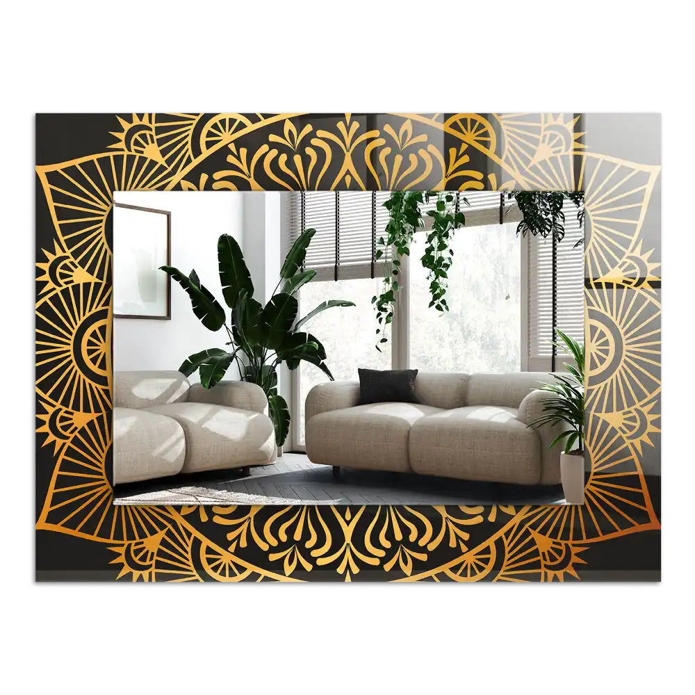 Rectangular wall mirror design mandala pattern