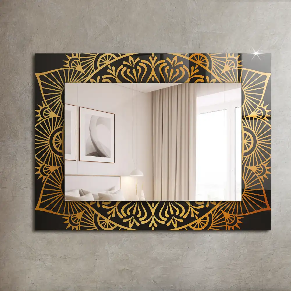 Rectangular wall mirror design mandala pattern
