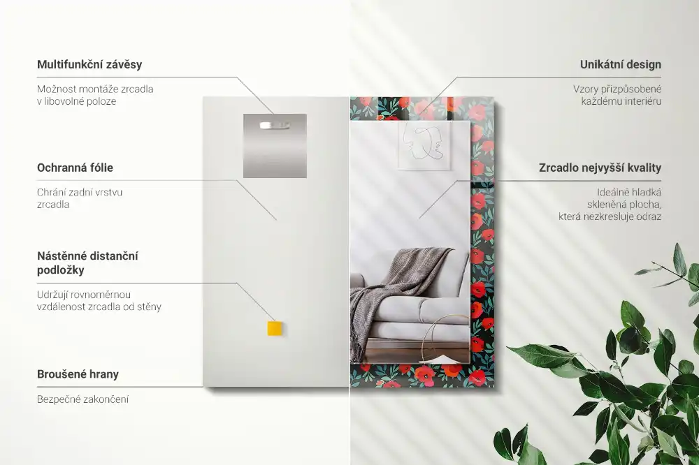 Rectangular mirror print Poppies Flowers