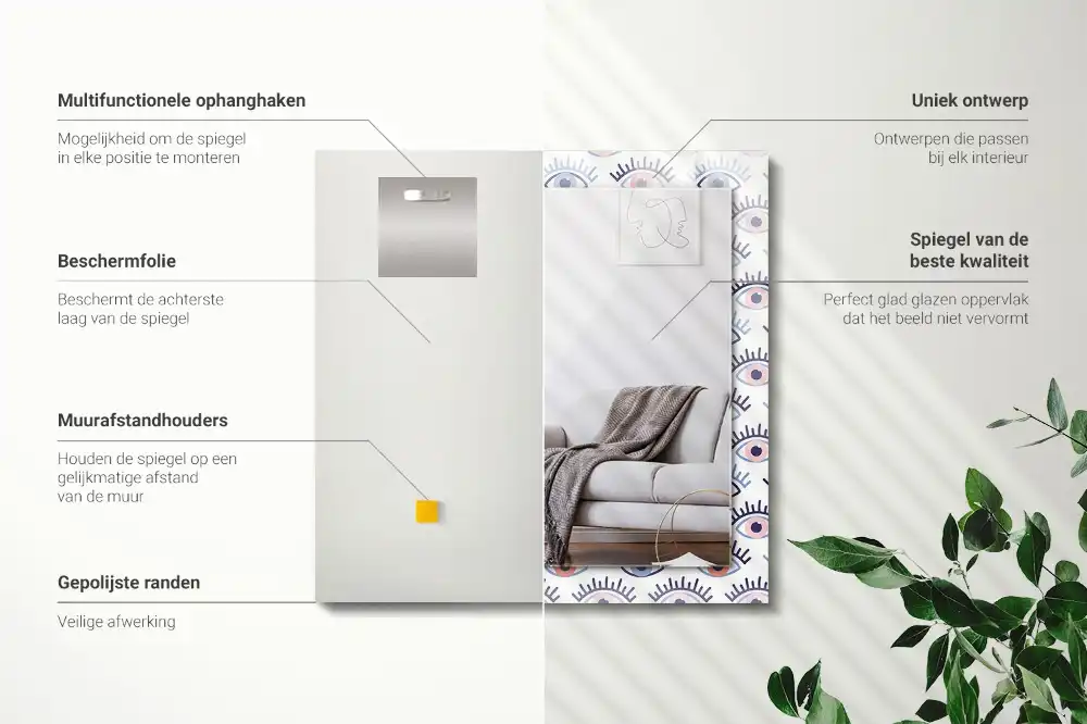 Rectangular wall mirror design Eyes pattern