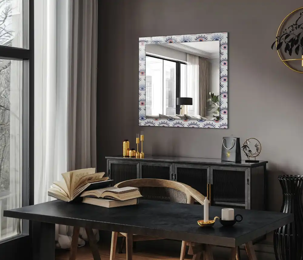 Rectangular wall mirror design Eyes pattern