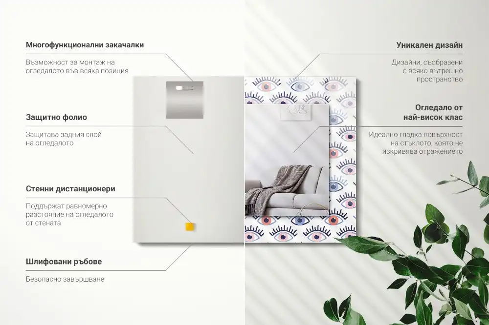 Rectangular wall mirror design Eyes pattern