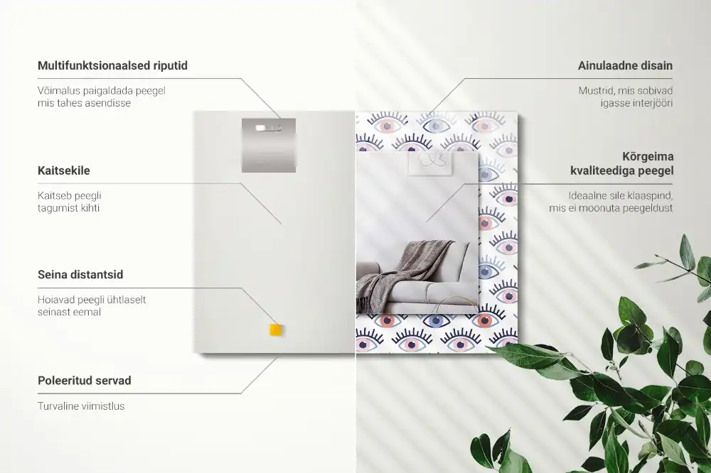 Rectangular wall mirror design Eyes pattern