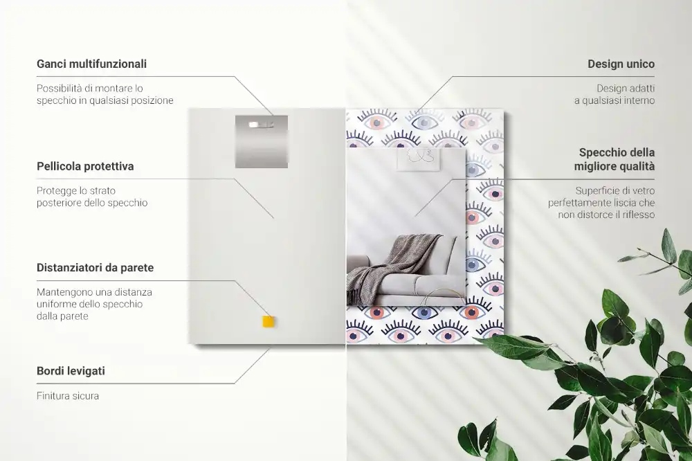 Rectangular wall mirror design Eyes pattern