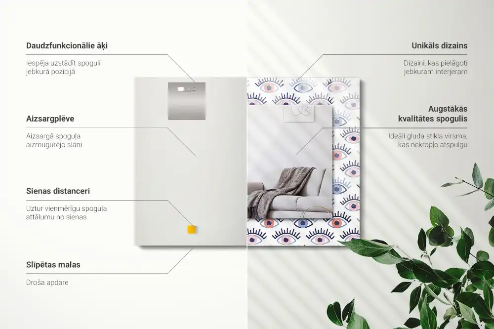 Rectangular wall mirror design Eyes pattern