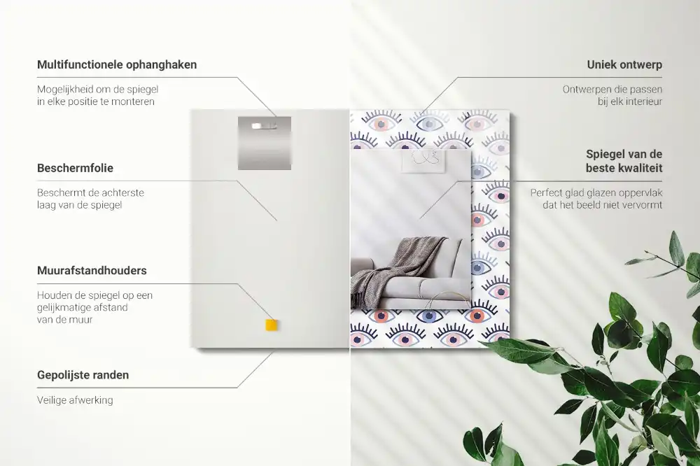 Rectangular wall mirror design Eyes pattern