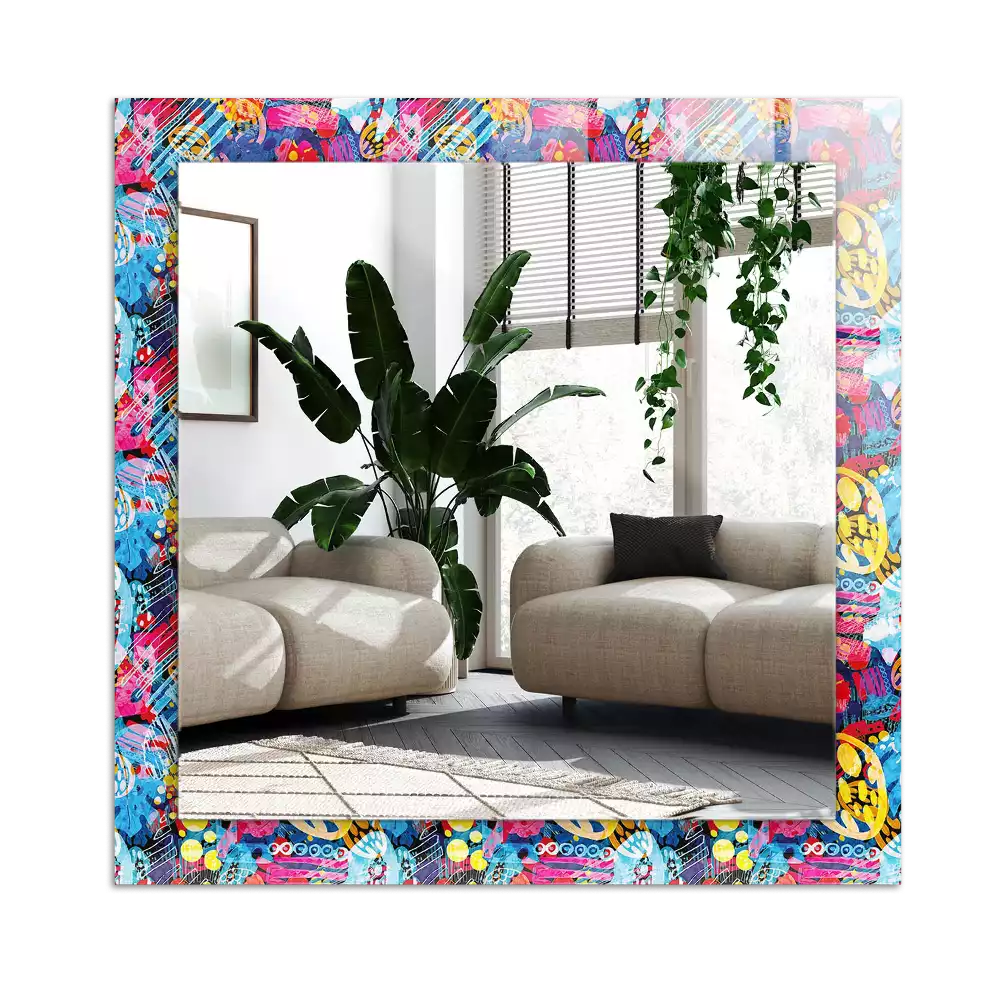 Rectangular decorative mirror Colorful abstract pattern