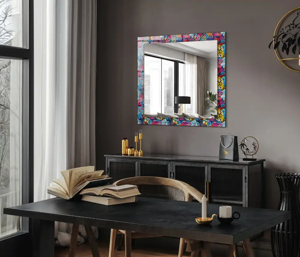 Rectangular decorative mirror Colorful abstract pattern