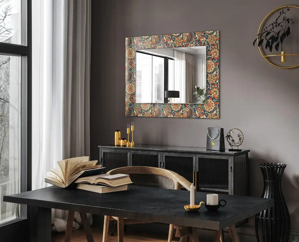 Rectangle decorative mirror Floral wallpaper pattern