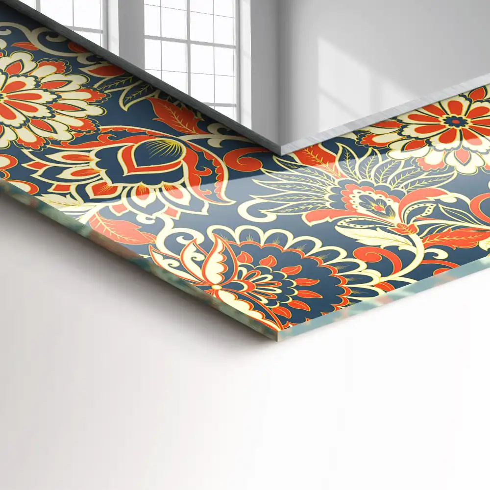 Rectangle decorative mirror Floral wallpaper pattern