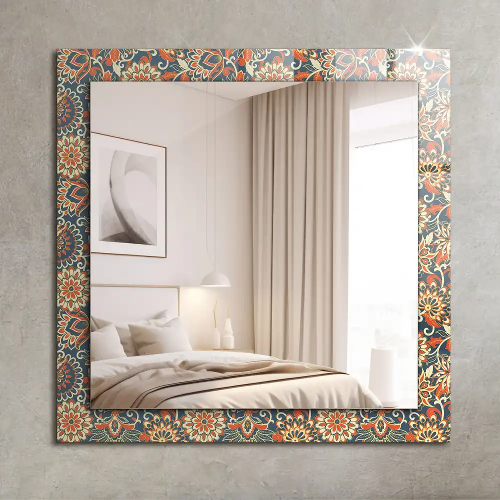 Rectangle decorative mirror Floral wallpaper pattern