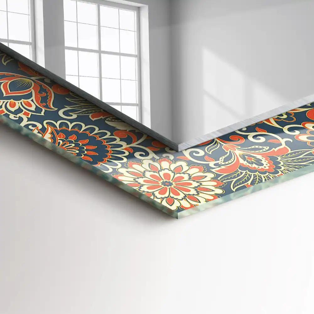 Rectangle decorative mirror Floral wallpaper pattern