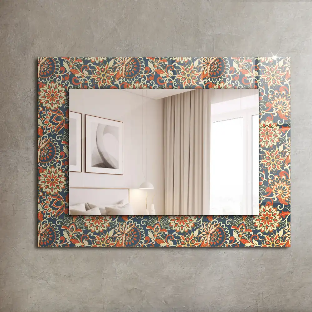 Rectangle decorative mirror Floral wallpaper pattern