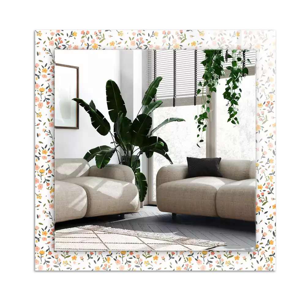 Rectangular wall mirror design Floral fabric pattern
