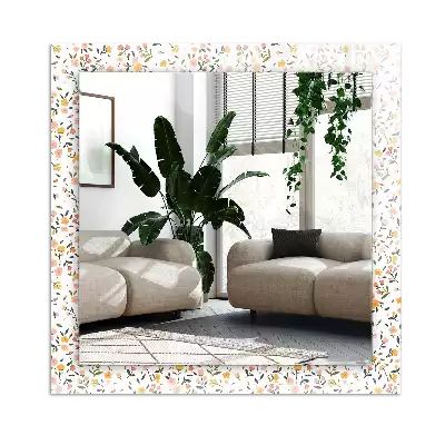 Rectangular wall mirror design Floral fabric pattern
