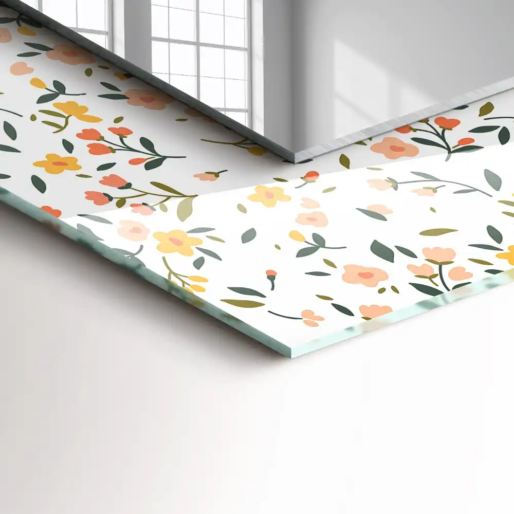 Rectangular wall mirror design Floral fabric pattern