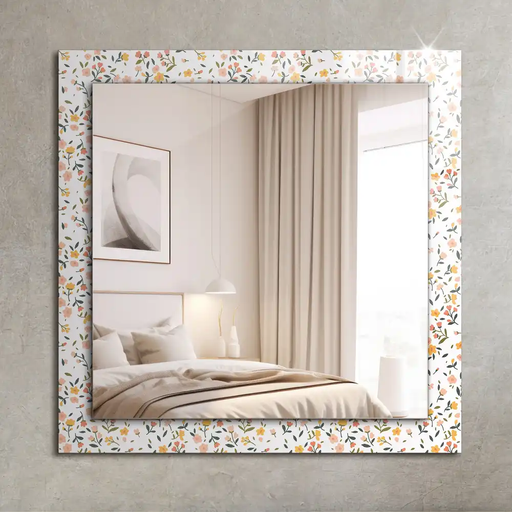 Rectangular wall mirror design Floral fabric pattern