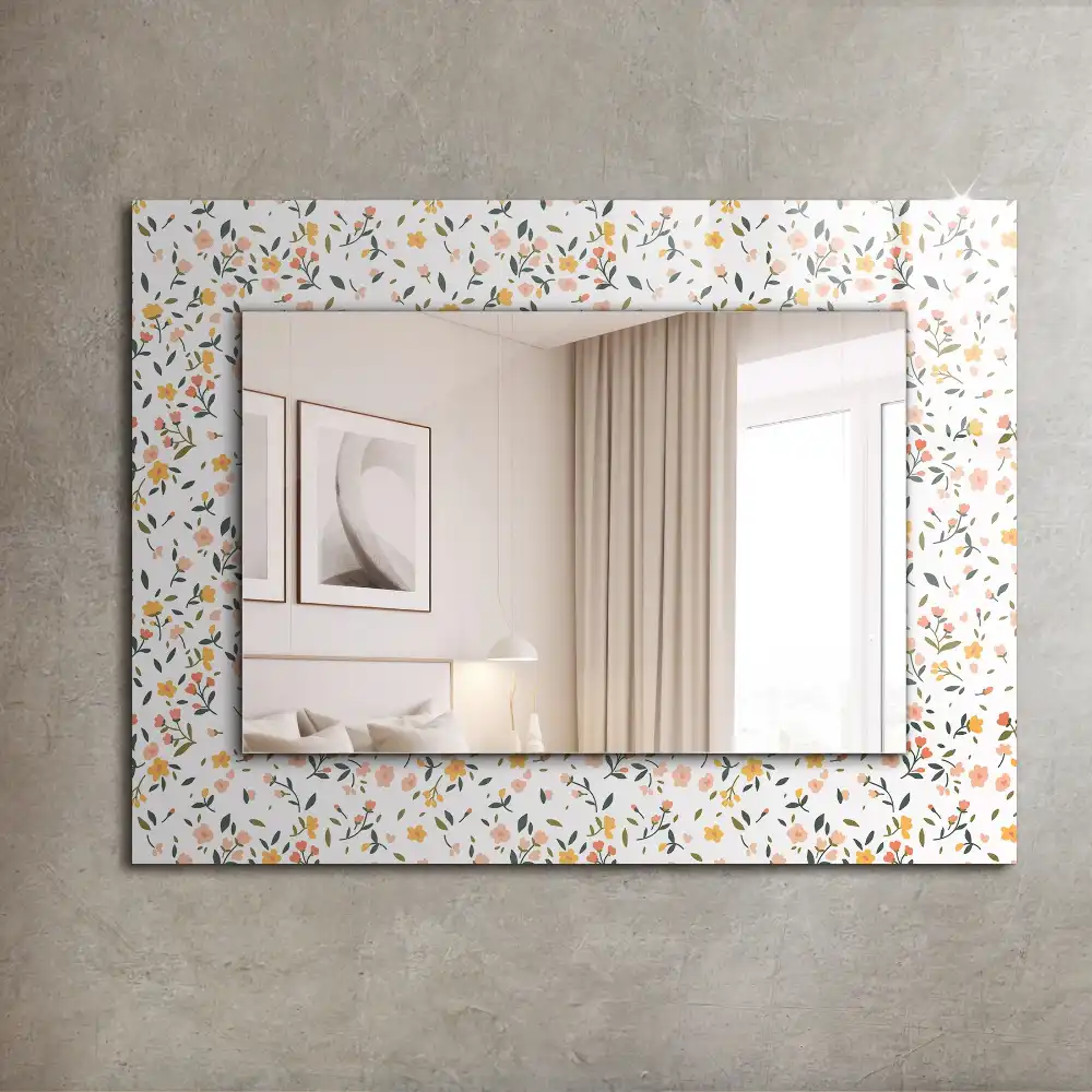 Rectangular wall mirror design Floral fabric pattern