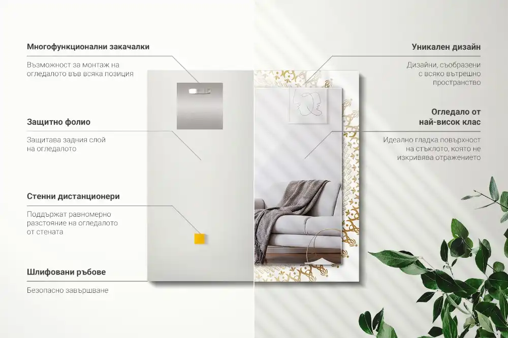 Rectangular mirror print mandala pattern