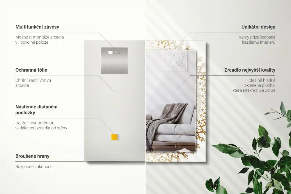 Rectangular mirror print mandala pattern