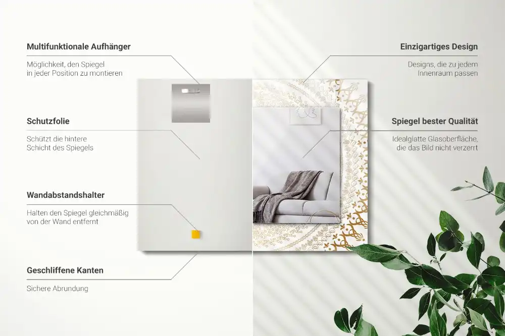 Rectangular mirror print mandala pattern