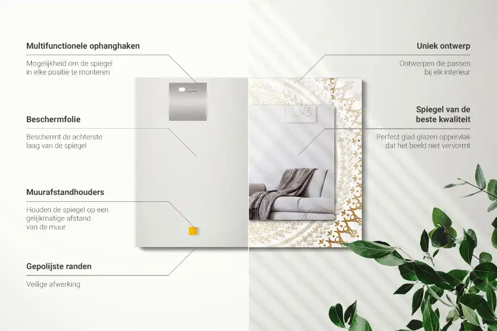 Rectangular mirror print mandala pattern