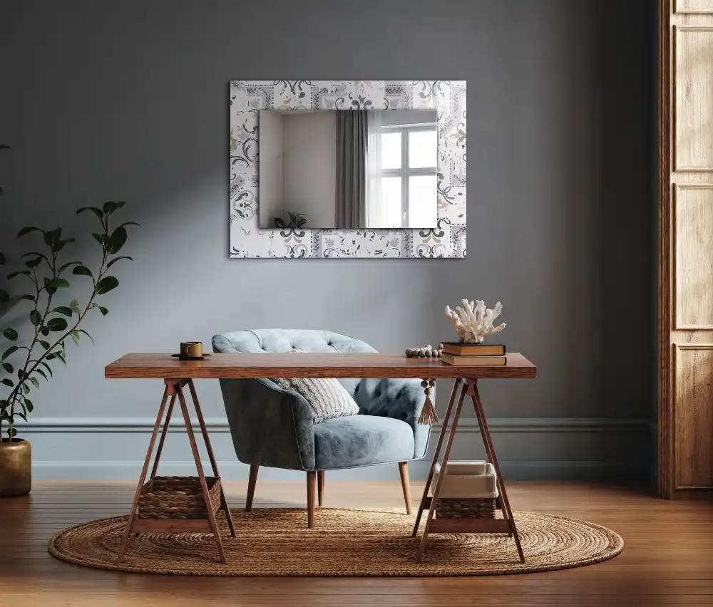 Rectangle decorative mirror Tile pattern ornaments