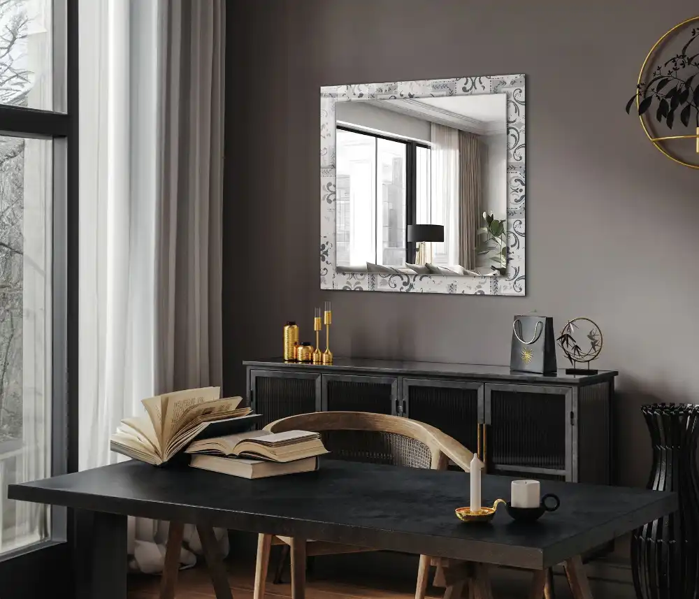 Rectangle decorative mirror Tile pattern ornaments