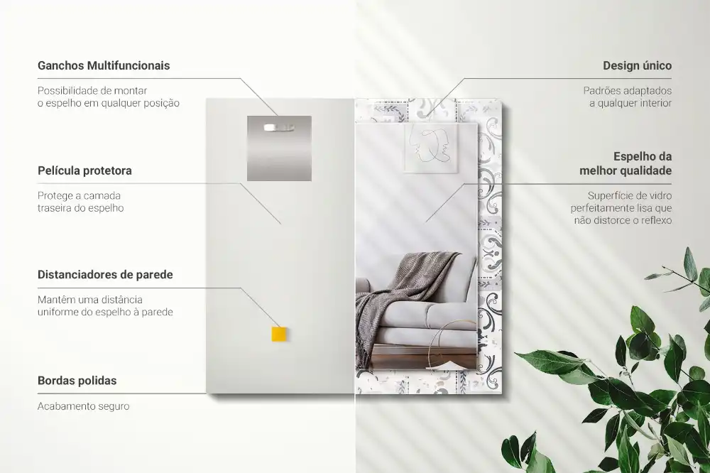 Rectangle decorative mirror Tile pattern ornaments