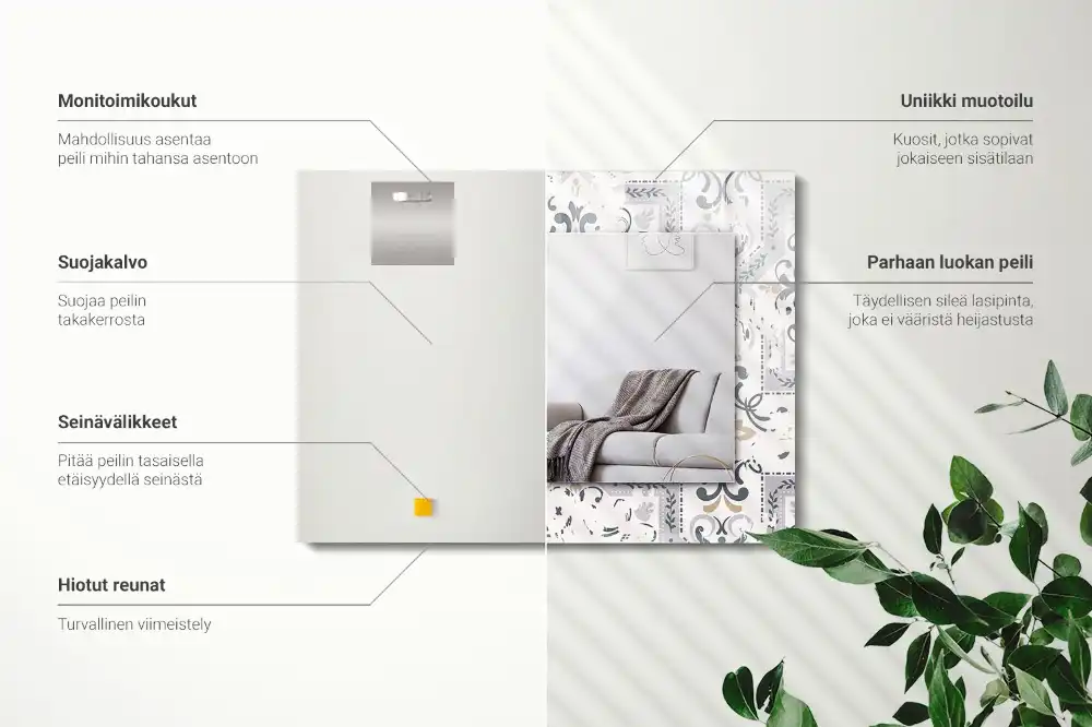 Rectangle decorative mirror Tile pattern ornaments