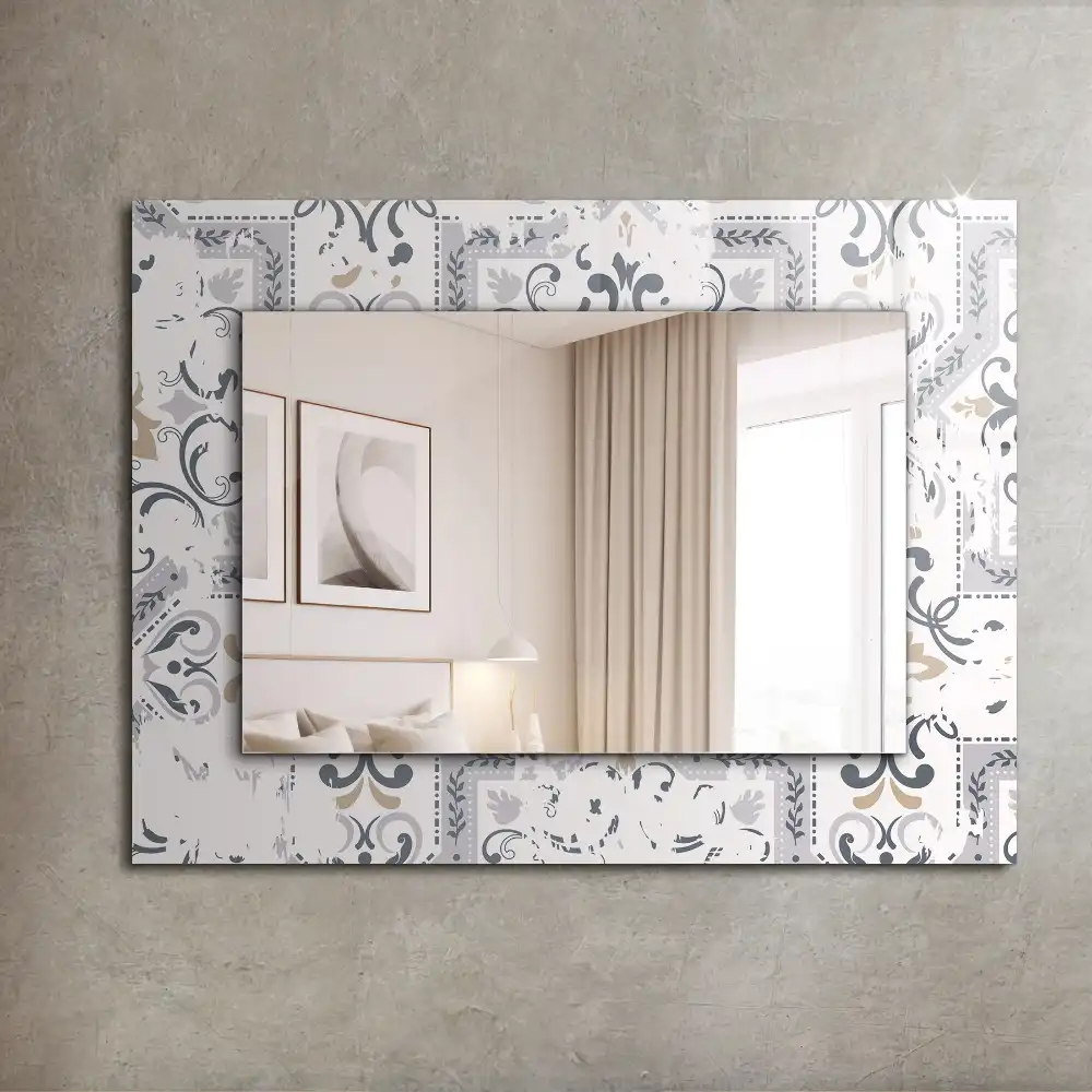 Rectangle decorative mirror Tile pattern ornaments