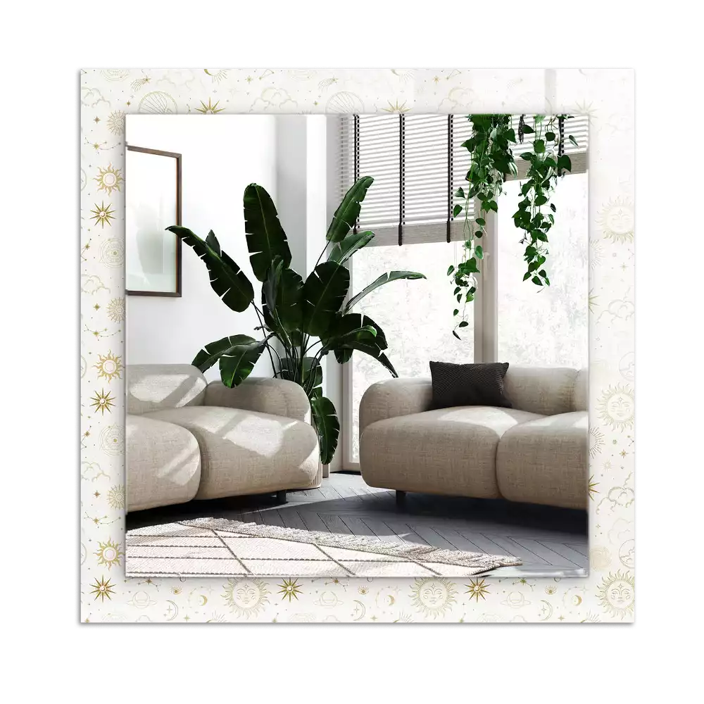 Rectangular wall mirror design Sun Moon Stars