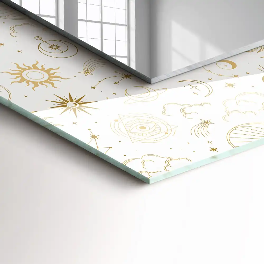 Rectangular wall mirror design Sun Moon Stars