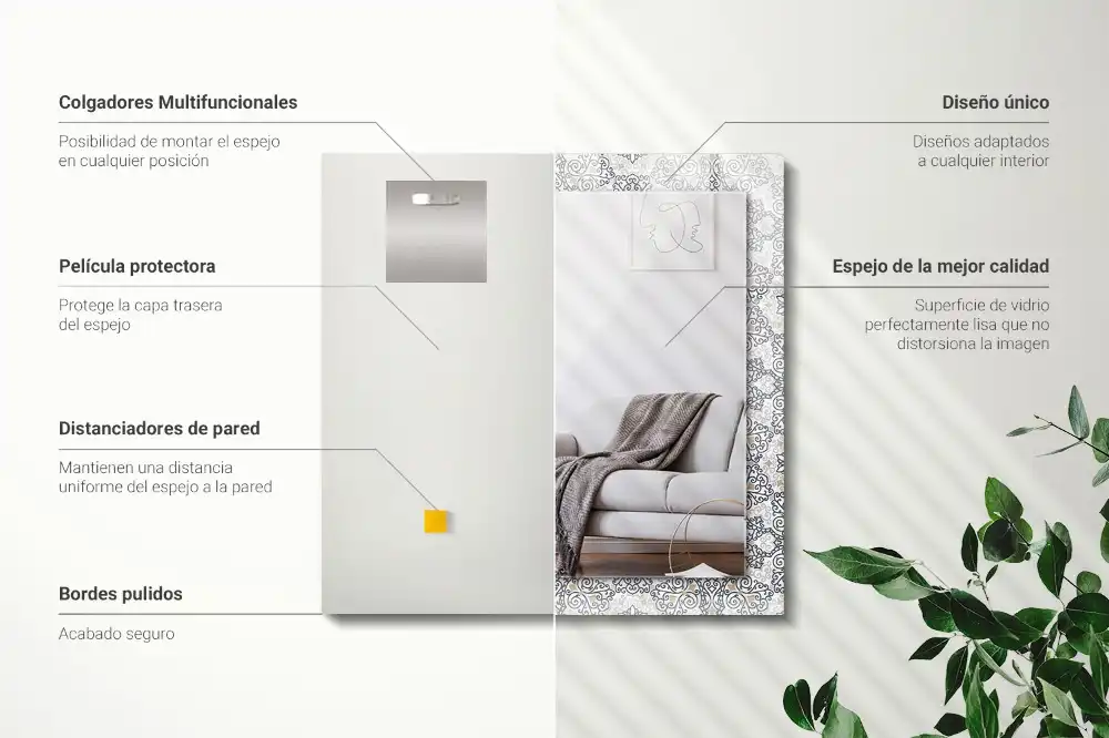 Rectangular decorative mirror Ornament pattern