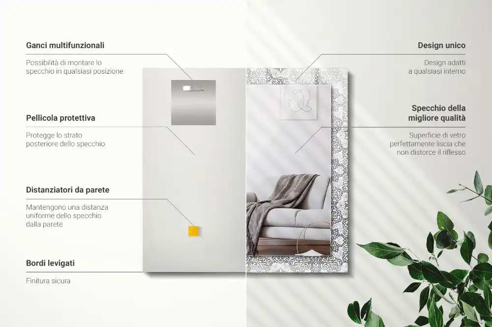 Rectangular decorative mirror Ornament pattern